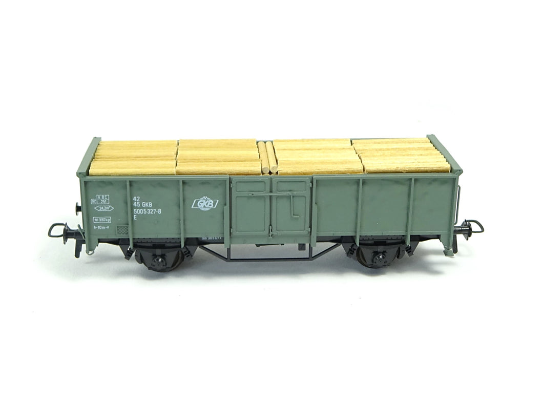 Klein H0 Güterwagen mit Ladung Papierholz GKP, 3089 OVP