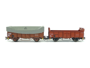 Konvolut 2 Güterwagen beladen mit Kalkstein, Klein H0 3102 3103 OVP