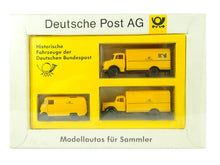 Laden Sie das Bild in den Galerie-Viewer, Brekina Modellauto 3-er Set MB Historische Fahrzeuge der DBP 902063 OVP
