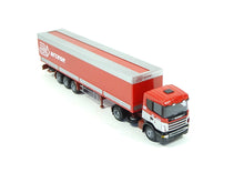 Laden Sie das Bild in den Galerie-Viewer, AWM H0 Modellauto Scania R144 Planensattelzug 2/3 &quot;Arcese&quot; 7003.01 OVP
