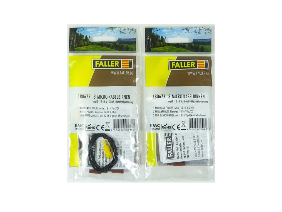 Faller 180677, 2 x 3 Micro-Kabelbirnen weiß, Doppelpack,neu, OVP