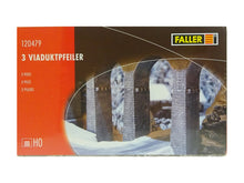 Laden Sie das Bild in den Galerie-Viewer, Modellbahn Brücken Viaduktpfeiler 3 Stück, Faller H0 120479 neu OVP
