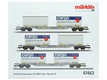 Laden Sie das Bild in den Galerie-Viewer, Güterwagen Containertragwagen-Set SBB Cargo, Märklin H0 47463 neu OVP
