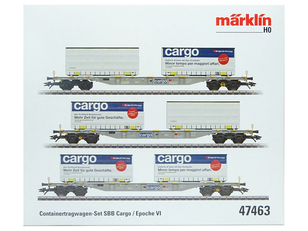 Güterwagen Containertragwagen-Set SBB Cargo, Märklin H0 47463 neu OVP